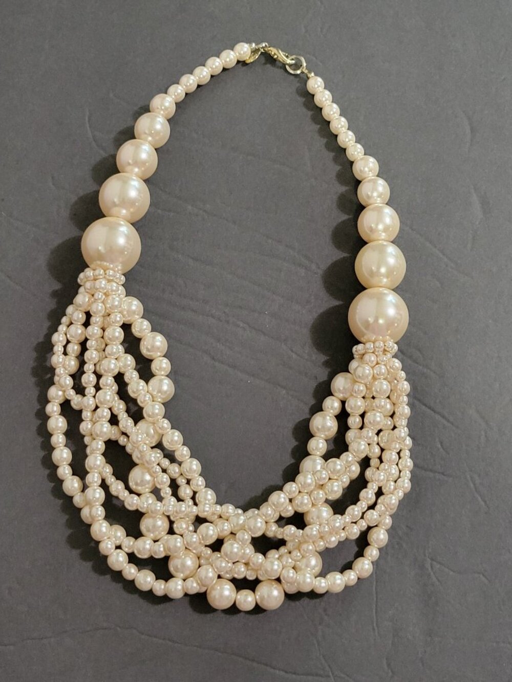 Lydell NYC Faux Pearl Statement Necklace Champagne 22" Opulence Old Money Glam